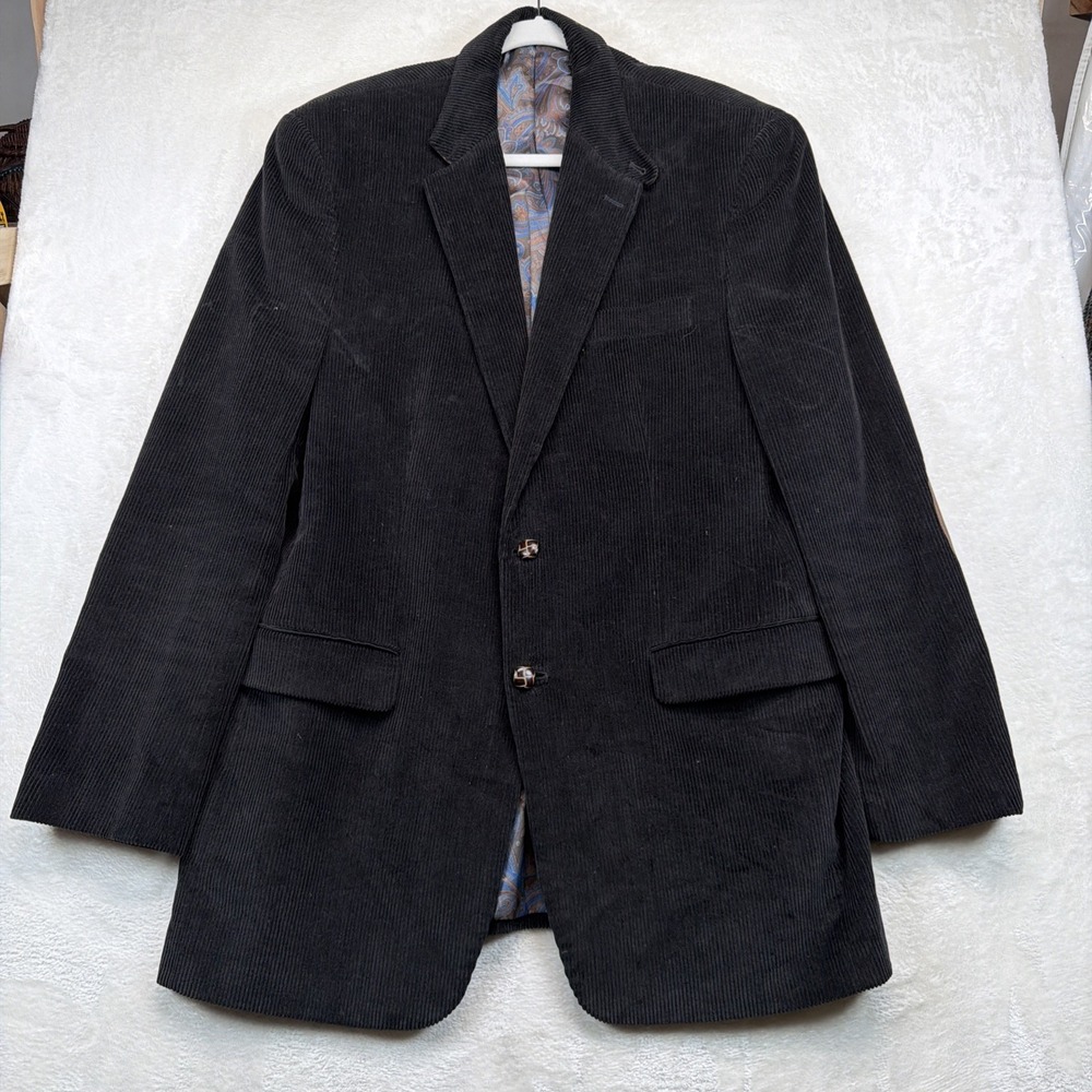 Lauren Ralph Lauren Blazer Men 42L Black Elbow Patch Wool Sport Coat